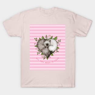 All You need is Love - Cat lined pink T-Shirt